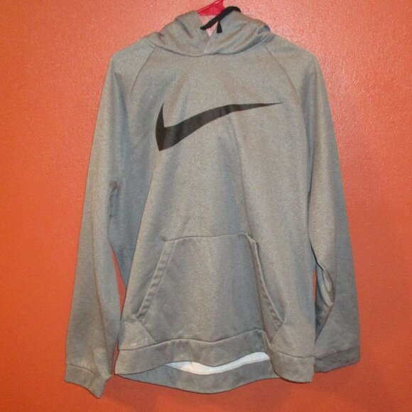 Nike Men X Large Gray Black Graphic Swoosh Warm Long Sleeve Pullover Hoodie - Picture 5 of 10